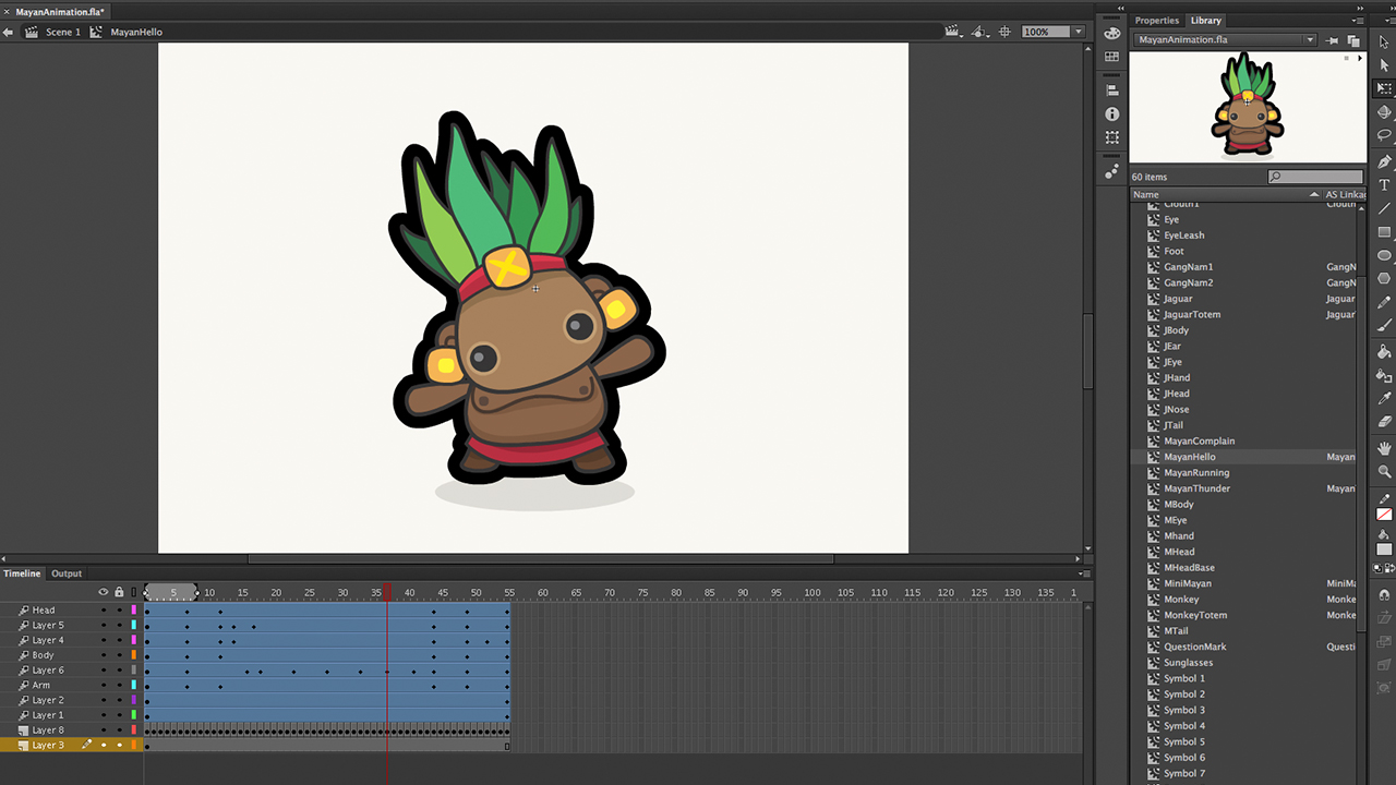 Mayan salutation animation progress screenshot using Adobe Flash