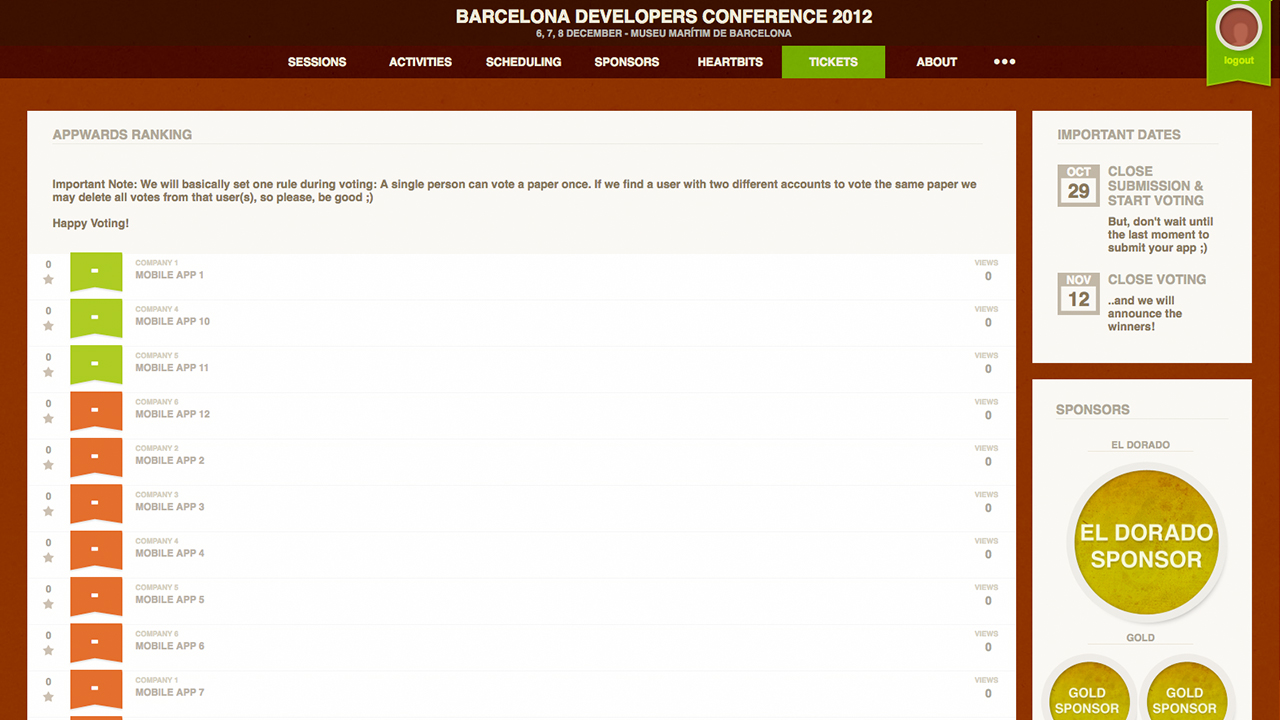 BcnDevCon 2012 App Ranking