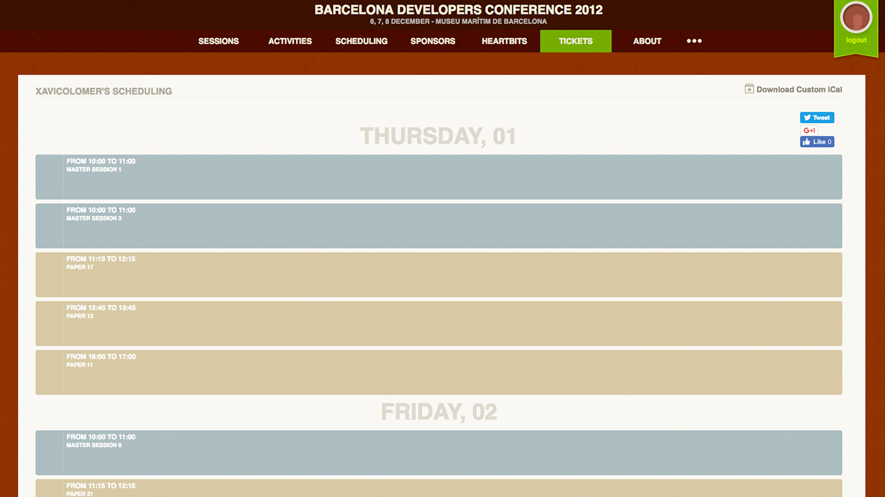 BcnDevCon 2012 smart conference scheduling