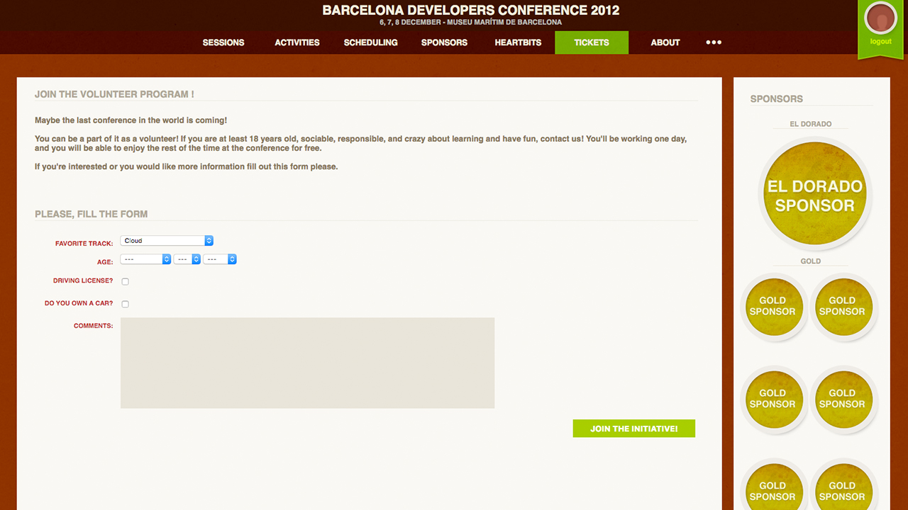 BcnDevCon 2012 Volunteer form