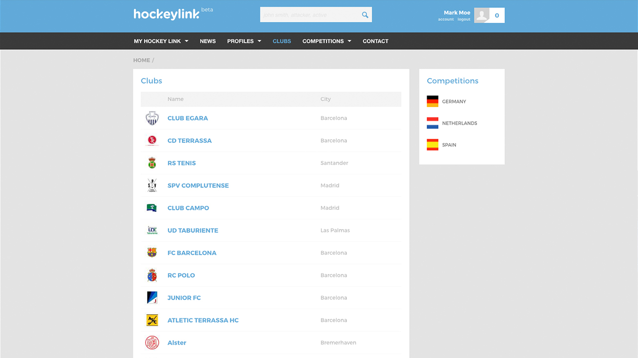 Hockeylink dynamic advanced search view
