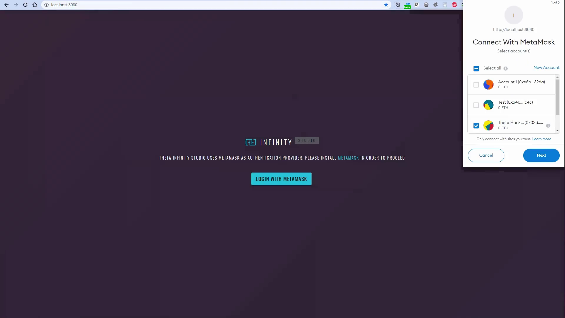 Metamask authentication